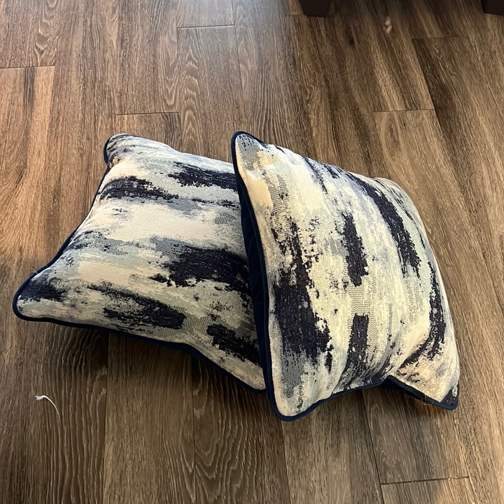 Super cute blue and white patterned pillows 19x19